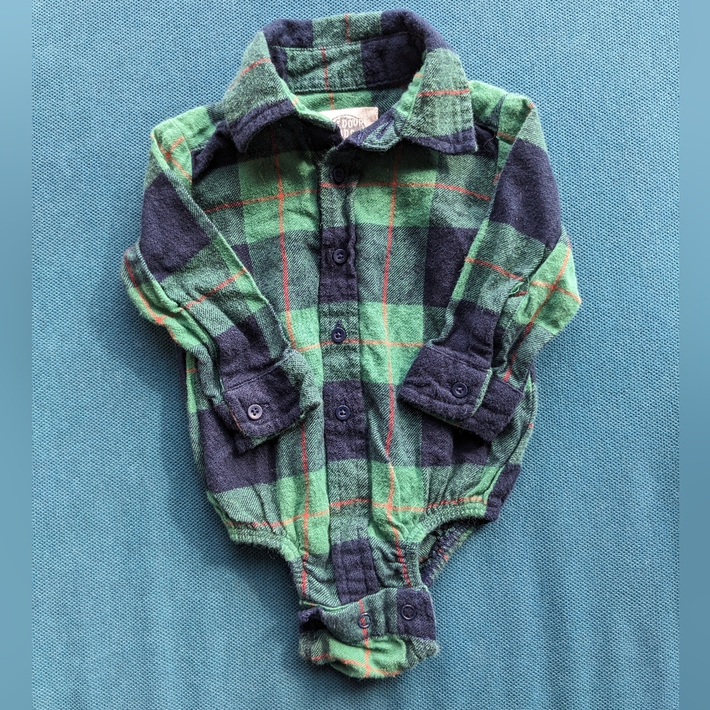 Plaid Green and Blue Bodysuit Size 3-6 M